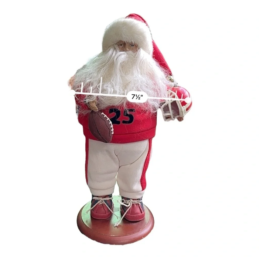 Vintage Christmas Santa Figurine With Football Holding Helmet #25 Holiday